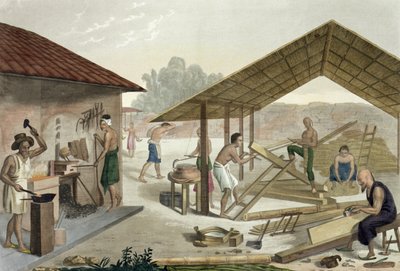 Carpentry Workshop in Kupang, Timor, Plate 6 from Le Costume Ancien et Modern by Jules Ferrario by Francesco Citterio